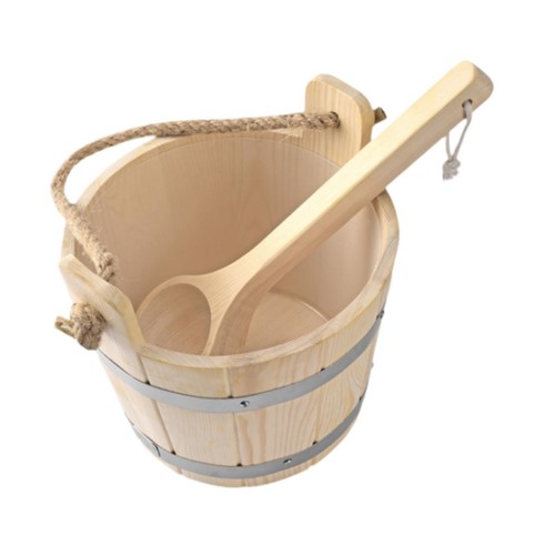 Wooden sauna barrel and ladle - wooden,
