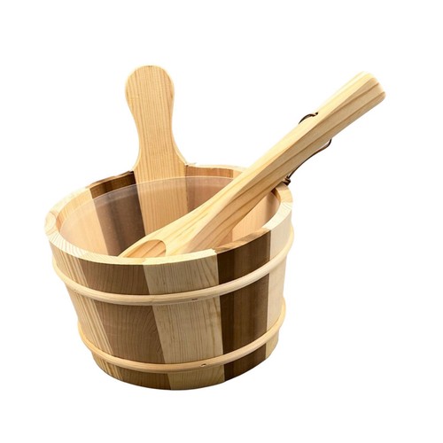 Wood sauna bucket and ladle - and,