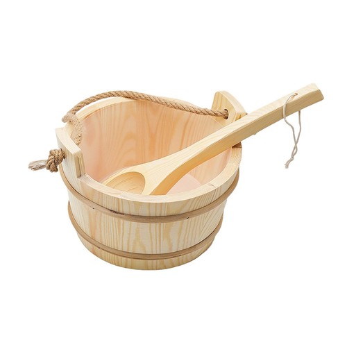 Wooden sauna bucket - and, ladle