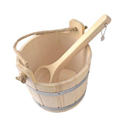 Wooden sauna barrel and ladle - wooden,